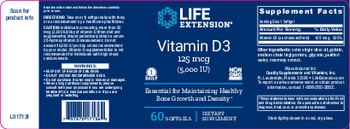 Life Extension Vitamin D3 125 mcg (5,000 IU) - supplement