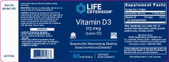 Life Extension Vitamin D3 175 mcg (7,000 IU) - supplement