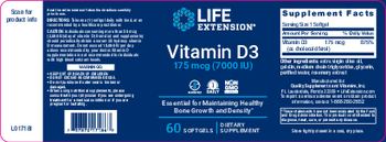 Life Extension Vitamin D3 175 mcg (7000 IU) - supplement