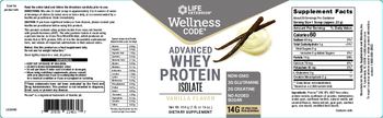 Life Extension Wellness Code Advanced Whey Protein Isolate Vanilla Flavor - supplement