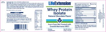Life Extension Whey Protein Isolate Natural Chocolate Flavor - supplement