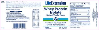 Life Extension Whey Protein Isolate Natural Vanilla Flavor - supplement