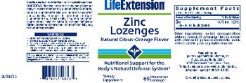 Life Extension Zinc Lozenges Natural Citrus-Orange Flavor - supplement