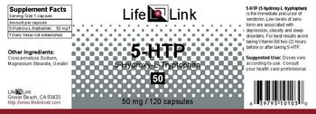 LifeLink 5-HTP 5-Hydroxy-L-Trytophan 50 - 