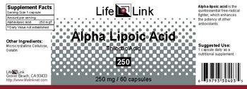 LifeLink Alpha Lipoic Acid Thioctic Acid 250 - 