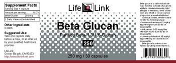 LifeLink Beta Glucan Purified Beta-1,3/1,6-Glucan 250 - 