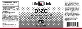 LifeLink D3ZO High Potency Vitamin D3 25K - supplement