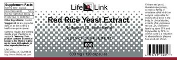 LifeLink Red Rice Yeast Extract 600 - supplement