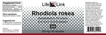 LifeLink Rhodiola Rosea 250 mg - supplement