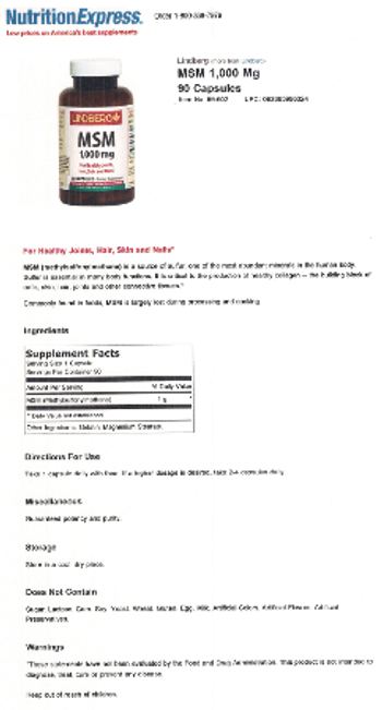 Lindberg MSM 1,000 mg - supplement