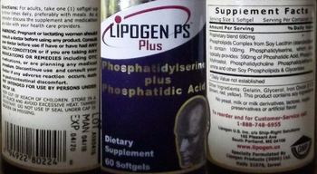 Lipogen PS Plus Phosphatidylserine Plus Phosphatidic Acid - supplement