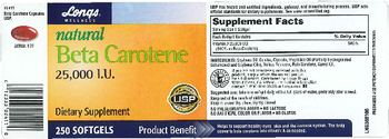 Longs Wellness Natural Beta Carotene 25,000 IU - supplement