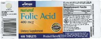 Longs Wellness Natural Folic Acid 400 mcg - supplement