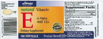 Longs Wellness Natural Vitamin E D-Alpha 400 IU - supplement