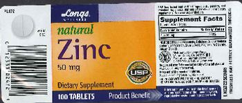Longs Wellness Natural Zinc 50 mg - supplement