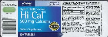 Longs Wellness Oyster Shell Calcium Hi Cal 500 mg Calcium - supplement