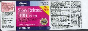 Longs Wellness Slow Release Iron 50 mg - supplement