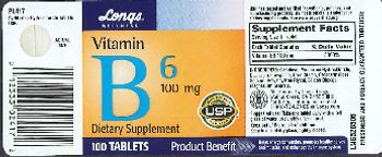 Longs Wellness Vitamin B6 100 mg - supplement