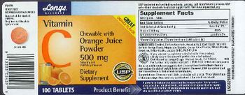 Longs Wellness Vitamin C Chewable With Orange Juice Powder - supplement