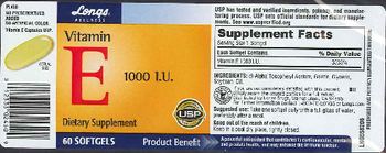 Longs Wellness Vitamin E 1000 IU - supplement