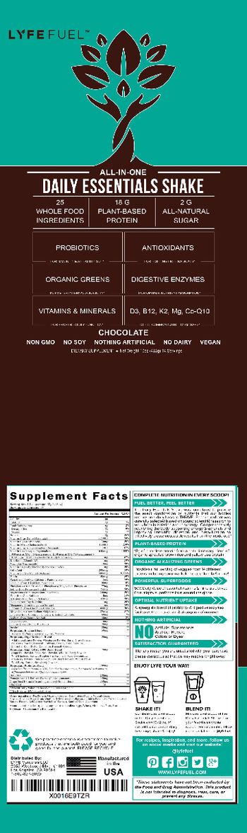 Lyfe Fuel All-In-One Daily Essentials Shake Chocolate - supplement