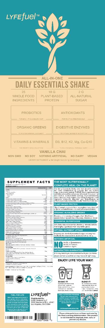 Lyfe Fuel All-In-One Daily Essentials Shake Vanilla Chai - supplement