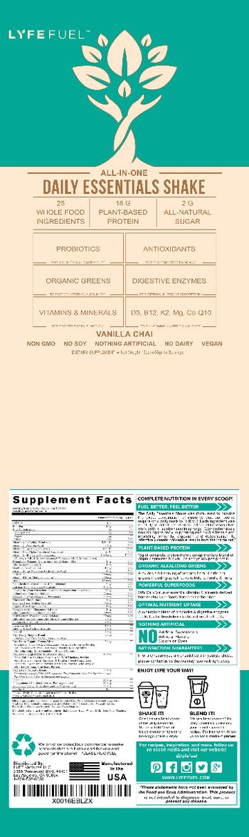 Lyfe Fuel All-In-One Daily Essentials Shake Vanilla Chai - supplement