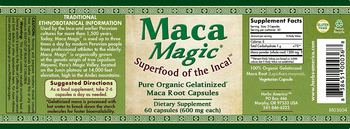 Maca Magic Pure Organic Gelatinized Maca Root Capsules 600 mg - supplement