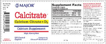 Major Calcitrate Calcium Citrate + D3 - calcium supplement