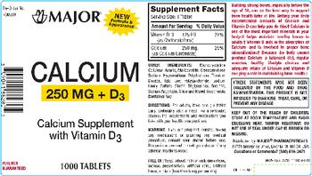 Major Calcium 250 mg + D3 - calcium supplement with vitamin d3