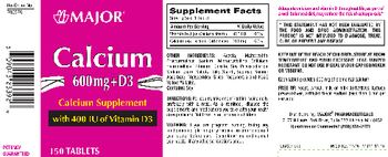 Major Calcium 600 mg + D3 400 IU - calcium supplement