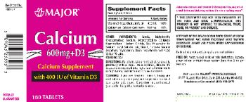 Major Calcium 600 mg + D3 400 IU - calcium supplement