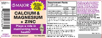 Major Calcium & Magnesium + Zinc - supplement