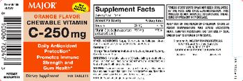Major Chewable Vitamin C-250 mg Orange Flavor - supplement