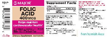 Major Folic Acid 400 mcg - supplement