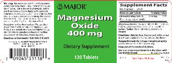 Major Magnesium Oxide 400 mg - supplement