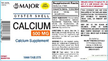 Major Oyster Shell Calcium 500 mg - calcium supplement