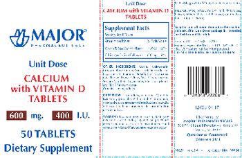 Major Pharmaceuticals Calcium 600 mg with Vitamin D 400 I.U. Tablets - supplement