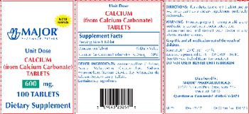 Major Pharmaceuticals Calcium 600 mg - supplement