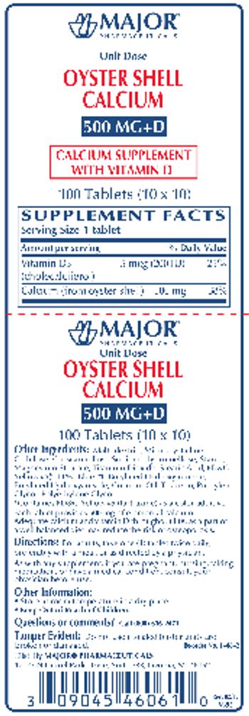 Major Pharmaceuticals Oyster Shell Calcium 500 mg + D - 