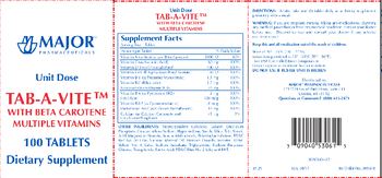 Major Pharmaceuticals Tab-A-Vite with Beta Carotene Multiple Vitamins - supplement
