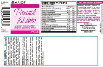 Major Prenatal Tablets - supplement for pregnant lactating women