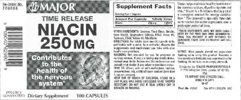 Major Time Release Niacin 250 mg - supplement