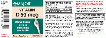 Major Vitamin D 50 mcg - supplement