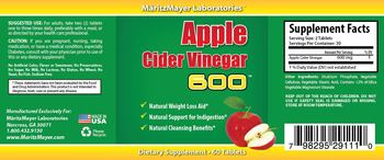 MaritzMayer Laboratories Apple Cider Vinegar 600 - supplement