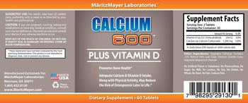 MaritzMayer Laboratories Calcium 600 Plus Vitamin D - supplement