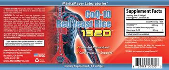 MaritzMayer Laboratories CoQ-10 Red Yeast Rice 1320 - supplement