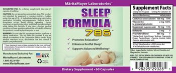 MaritzMayer Laboratories Sleep Formula 786 - supplement