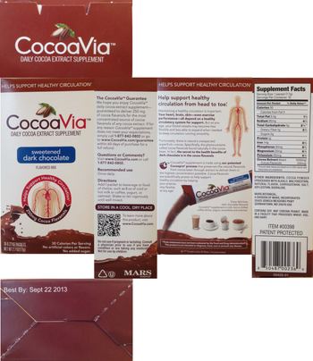 Mars Botanical CocoaVia Sweetened Dark Chocolate Flavored Mix - daily cocoa extract supplement