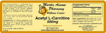 Martin Avenue Pharmacy Acetyl L-Carnitine 500mg - supplement